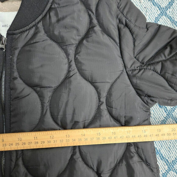 Anthropologie Avec Les Filles Women Black Quilted Longline Puffer Coat XS Bomber - Picture 11 of 12